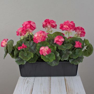 Gerani artificiali FLOREANA in fioriera, 3 pezzi, rosa scuro, 40x15x35 cm
