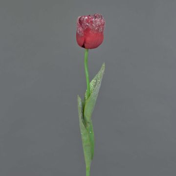 Tulipano finto PILVI, effetto brina, rosso, 65cm, Ø5cm