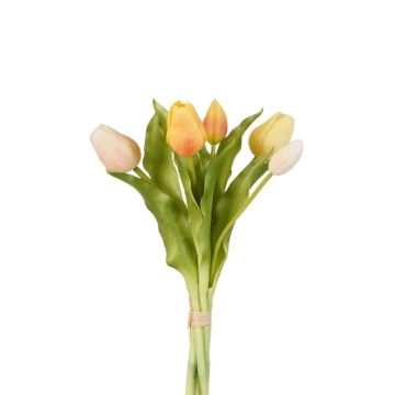 Mazzo di tulipani artificiali LEANA, giallo-rosa-bianco, 30cm, Ø20cm