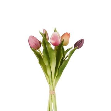 Mazzo di tulipani artificiali LEANA, rosa-pesca-viola, 30cm, Ø20cm