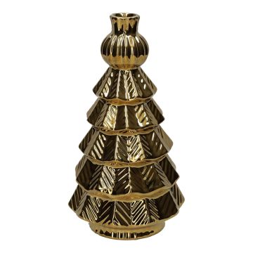 Bottiglia decorativa Albero di Natale BRIXON, motivo a foglie, ceramica, oro metallizzato, 25,7cm, Ø14cm Bottiglia decorativa Albero di Natale BRIXON, motivo a foglie, ceramica, oro metallizzato, 25,7cm, Ø14cm