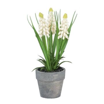 Fiore artificiale muscari ZORKLEM in vaso decorativo, bianco, 18 cm