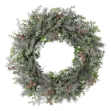 Ghirlanda decorativa eucalipto, abete, cipresso CAVRO, ghiacciata, pigne, bianco-verde, Ø 50 cm Ghirlanda decorativa eucalipto, abete, cipresso CAVRO, ghiacciata, pigne, bianco-verde, Ø 50 cm