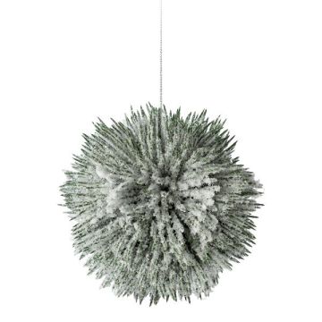 Pino artificiale sferico PERLKY, innevato, pendente, verde-bianco, Ø 14 cm