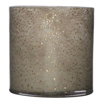 Cilindro in vetro per candele SANYA EARTH, screziato, grigio-oro, 12cm, Ø12cm