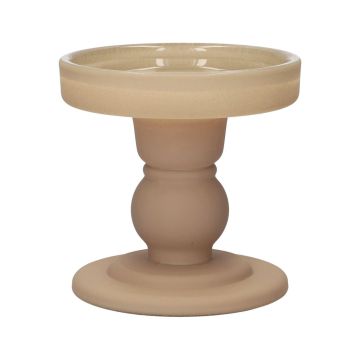 Portacandela a cilindro KLEOFINA in vetro, con base, beige opaco, 8,5cm, Ø8,5cm Portacandela a cilindro KLEOFINA in vetro, con base, beige opaco, 8,5cm, Ø8,5cm
