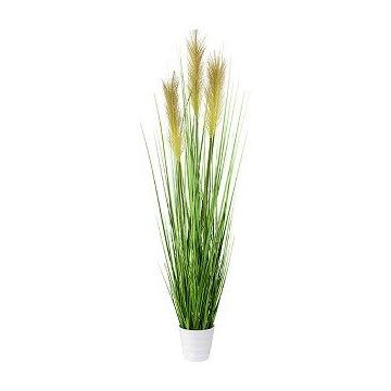 Erba artificiale Pampas FONZA in vaso decorativo, pannocchie, marrone-giallo, 95cm