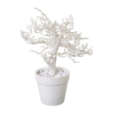 Albero artificiale faggio BONKA, senza foglie, vaso decorativo, bianco, 24 cm