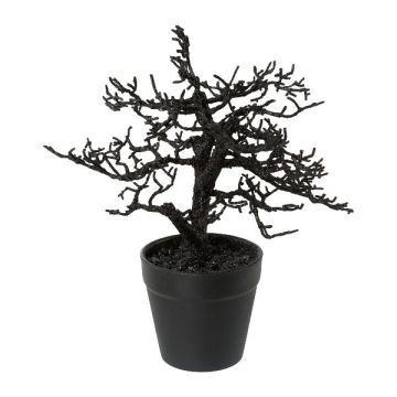 Albero artificiale faggio BONKA, senza foglie, vaso decorativo, nero, 24 cm