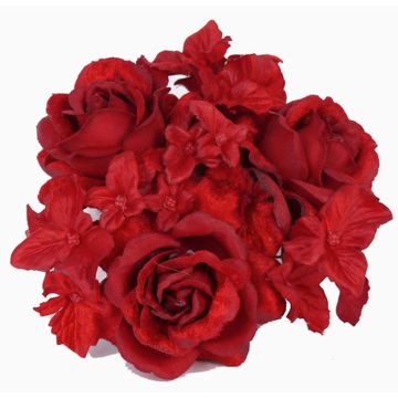 Anello per candele artificiale INGA, rose, ortensia, rosso, Ø10cm Anello per candele artificiale INGA, rose, ortensia, rosso, Ø10cm