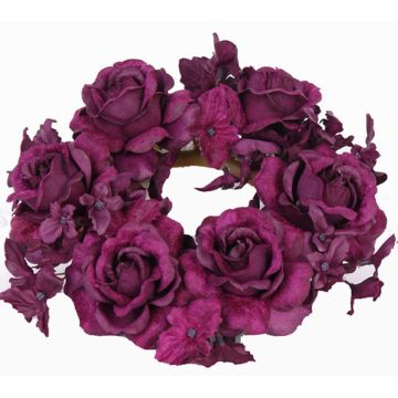 Anello per candele artificiale INGA, rose, ortensia, viola, Ø15cm Anello per candele artificiale INGA, rose, ortensia, viola, Ø15cm