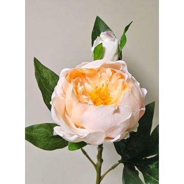 Peonia artificiale FYRFAR, semiaperta, crema-albicocca, 60 cm