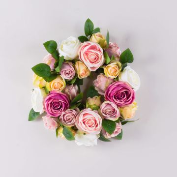 Ghirlanda di fiori artificiali rose WOPUNY, colorata, Ø 40 cm