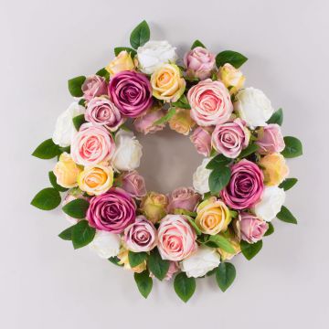 Ghirlanda di fiori artificiali rose WOPUNY, colorata, Ø 55 cm
