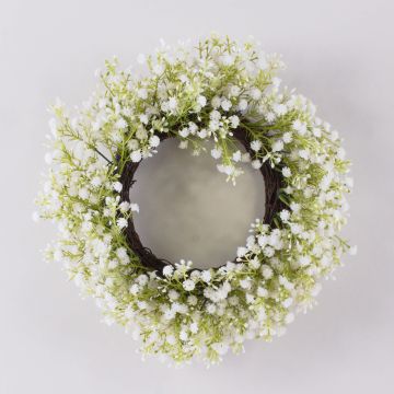 Ghirlanda di fiori artificiali con gypsophila CECILIA, bianco crema, Ø 35 cm