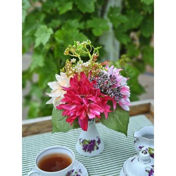 Mazzo di fiori artificiali Dahlias SAHNY con viburno, rosa, 27 cm