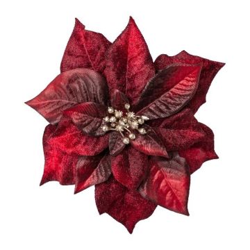 Stella di Natale in velluto SINFE, rosso bordeaux, Ø18cm