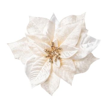 Stella di Natale in velluto SINFE, crema, Ø 18 cm