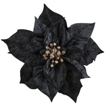 Stella di Natale in velluto SINFE, nera, Ø 18 cm