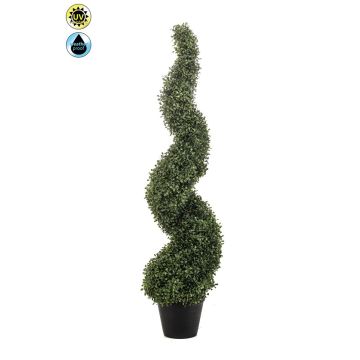 Spirale di bosso artificiale TOM, vaso decorativo, crossdoor, 120 cm