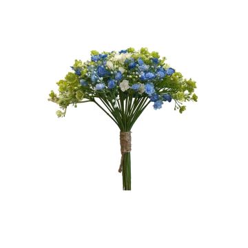 Mazzo di fiori artificiali LITAGO, verde-blu-crema, 23 cm