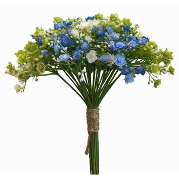 Mazzo di fiori artificiali LITAGO, verde-blu-crema, 23 cm