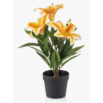Giglio artificiale YELTOR in vaso decorativo, giallo-arancione, 35 cm