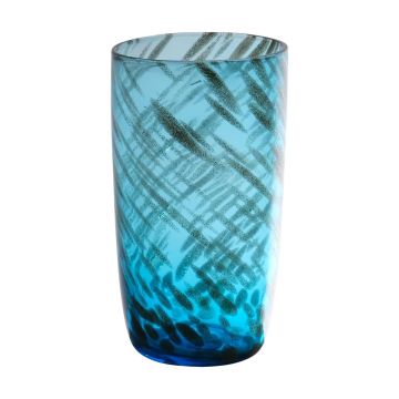 Vaso da fiori MARICAR in vetro, con motivo, blu-oro-trasparente, 14,5cm, Ø8cm