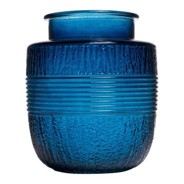 Vaso decorativo di vetro MARISELA con bordo ornamentale, blu-trasparente, 18cm, Ø15,5cm Vaso decorativo di vetro MARISELA con bordo ornamentale, blu-trasparente, 18cm, Ø15,5cm
