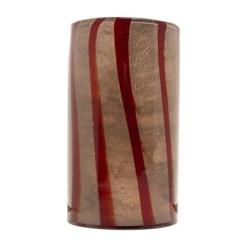 Vaso di vetro a cilindro ELISEO, motivo a linee, marrone-arancione-trasparente, 25 cm, Ø14 cm Vaso di vetro a cilindro ELISEO, motivo a linee, marrone-arancione-trasparente, 25 cm, Ø14 cm