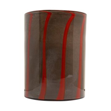 Vaso di vetro a cilindro ELISEO, motivo a linee, marrone-arancione-trasparente, 25 cm, Ø19 cm Vaso di vetro a cilindro ELISEO, motivo a linee, marrone-arancione-trasparente, 25 cm, Ø19 cm