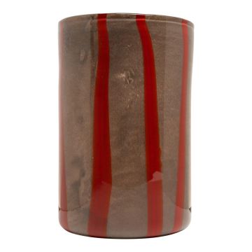 Vaso di vetro a cilindro ELISEO, motivo a linee, marrone-arancione-trasparente, 30 cm, Ø19 cm Vaso di vetro a cilindro ELISEO, motivo a linee, marrone-arancione-trasparente, 30 cm, Ø19 cm