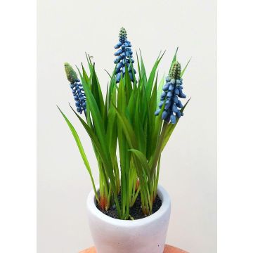 Fiore artificiale muscari NARMADA in vaso di cemento, blu, 20 cm