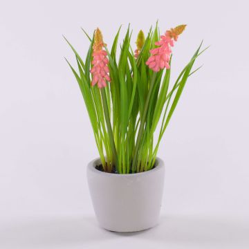 Fiore artificiale muscari NARMADA in vaso di cemento, rosa, 20 cm
