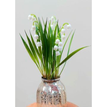 Fiore artificiale mughetto NIKISHA in vaso di vetro, bianco, 20 cm
