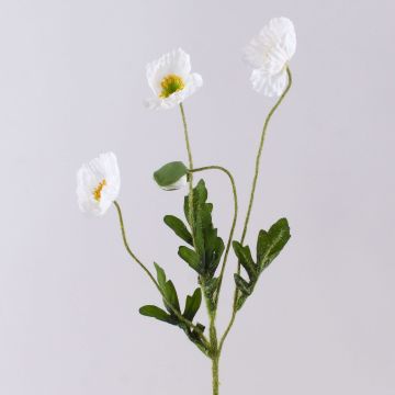 Ramo di papavero artificiale OXANDRINE, bianco crema, 60 cm