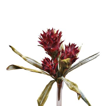 Guzmania bromelia artificiale WALFRIEDE su stelo, rosso bordeaux, 50 cm