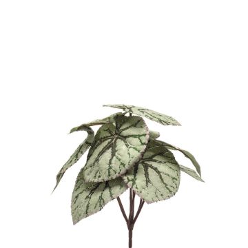 Pianta artificiale begonia foglia BLAROM su bastone, crossdoor, verde-grigio, 25 cm