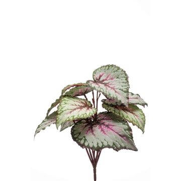 Pianta artificiale begonia foglia BLAROM su bastone, crossdoor, grigio-rosa, 25 cm
