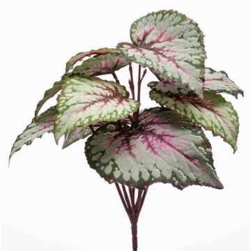 Pianta artificiale begonia foglia BLAROM su bastone, crossdoor, grigio-rosa, 25 cm