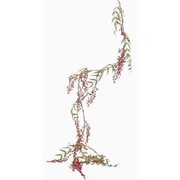 Ghirlanda artificiale albero del pepe TENGYH con bacche, rosa scuro, 180cm