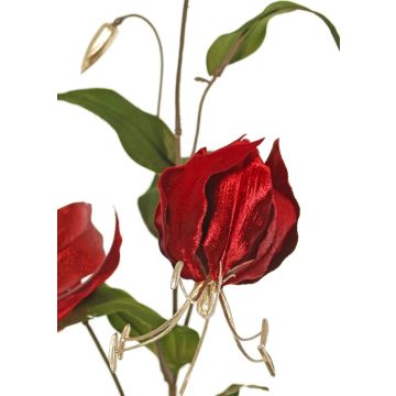Ramo di gloriosa vellutata DINFAS, rosso scuro-oro, 80 cm