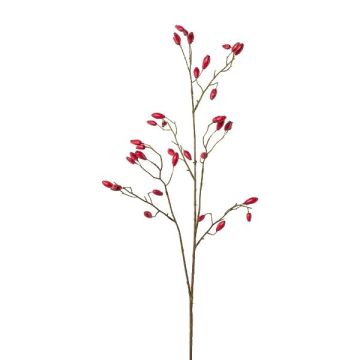 Ramo artificiale di rosa selvatica ZORLEN con bacche di rosa canina, rosso, 90cm