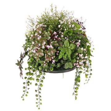 Composizione floreale artificiale Impatiens DANFIR, menta, felce, trifoglio, bianco-verde, 50 cm, Ø 32 cm