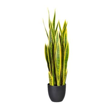 Pianta succulenta artificiale Sanseveria ZULEN in vaso decorativo, verde-giallo, 90 cm