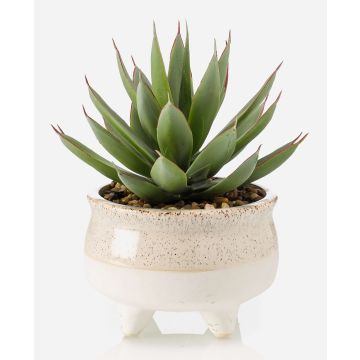 Pianta artificiale succulenta drago-agave NORSHU in vaso decorativo, verde-rosso, 20 cm