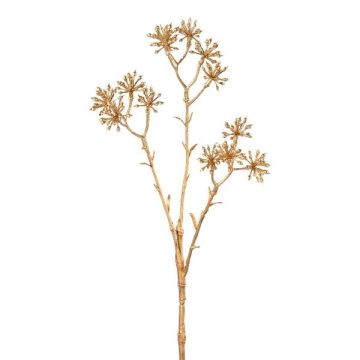 Ramo artificiale Aralia da appartamento KLORIM con fiori, oro, 35 cm
