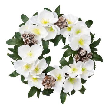 Ghirlanda decorativa rosa di Natale FOGRA, pigne, bianca, Ø30cm