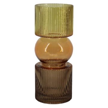 Vaso decorativo in vetro NIAMH con scanalature, cognac-ambra-marrone-trasparente, 25,3 cm, Ø 10 cm