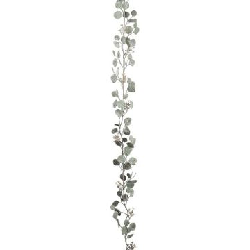Ghirlanda artificiale eucalipto KEMNIR con fiori, innevata, bianco-verde, 175 cm